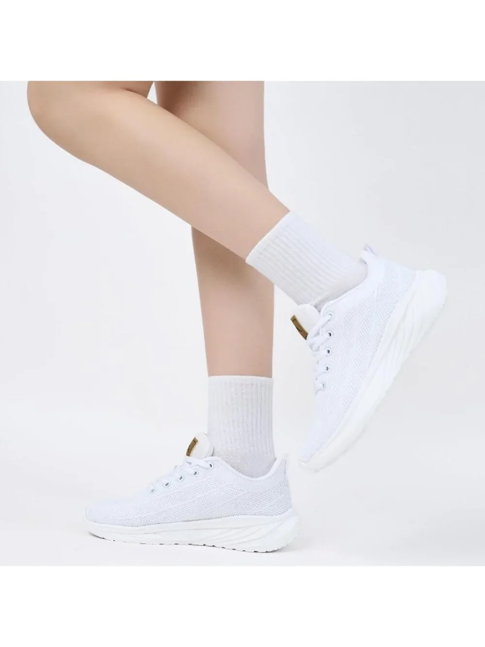 Comfortable Women's Walking Shoes - Breathable Knit Tennis Sneakers for All-Day